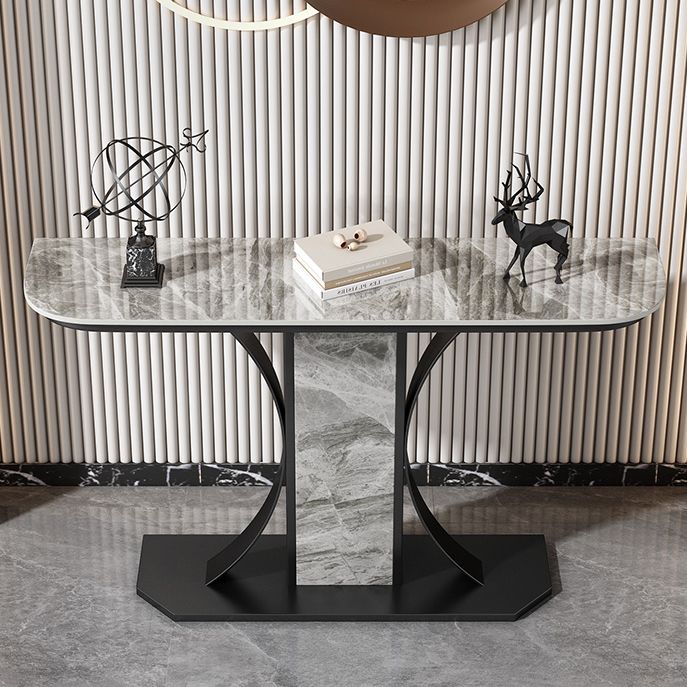 Glam Console Table Half Moon Stone Accent Table for Hall , 12 Inch Wide Clearhalo 'Console Tables' 'console_tables' 'Entry & Mudroom Furniture' 'furn' 'furn_console_tables' 'Furniture' 1200x1200_c84745c9-8286-4509-bf71-e400a50cef86