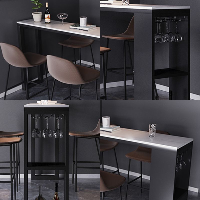 Contemporary Bar Dining Table Rectangle Bar Table with Shelves in Black Clearhalo 'Bar Furniture' 'Bar Tables' 'bar_tables' 'furn' 'furn_bar_tables' 'Furniture' 'furniture_bar_tables' 'Kitchen & Dining Furniture' 'kitchen&dining_furn' 'kitchen' 1200x1200_c8491fa7-a7ce-4595-ab22-55dbe9d22421