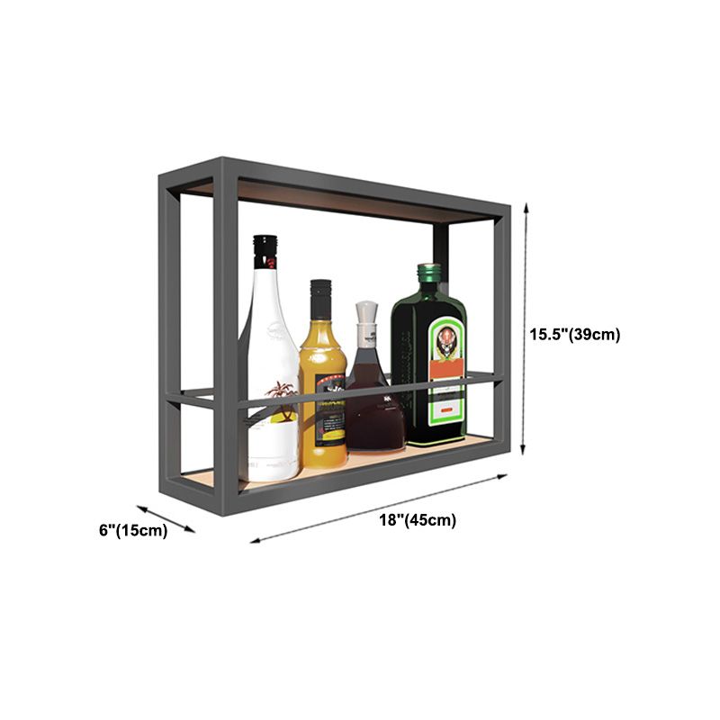 黒いモダンワインボトルホルダーフロアウッドと金属製ボトルホルダー5.9 "幅