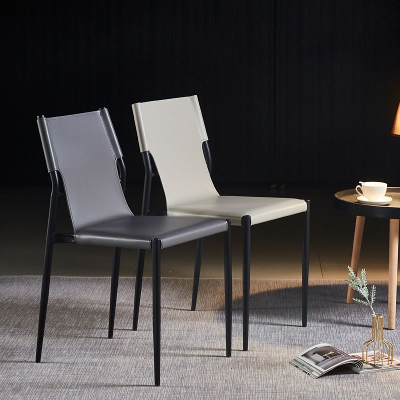Designer Style Leather Coffee Shop Side Chair Solid Back Dining Chair Clearhalo ' kitchen&dining_furn' 'Dining Chairs' 'Dining Tables & Seating' 'dining_chair' 'furn' 'furn_dining_chair' 'Furniture' 'furniture_dining_chair' 'Kitchen & Dining Furniture' 'kitchen' 1200x1200_c84ab9ee-ac77-4481-a161-701db4c81858