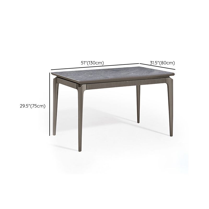 Gray Contemporary Rectangular Stone Dining Table with Solid Wood Legs Clearhalo 'Dining Tables & Seating' 'Dining Tables' 'dining_table' 'furn' 'furn_dining_table' 'Furniture' 'Kitchen & Dining Furniture' 1200x1200_c84ec01f-08d2-4dc9-b635-2ead41989f84
