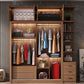 Brown Wardrobe Closet Engineered Wood Storage Cabinet for Bedroom
