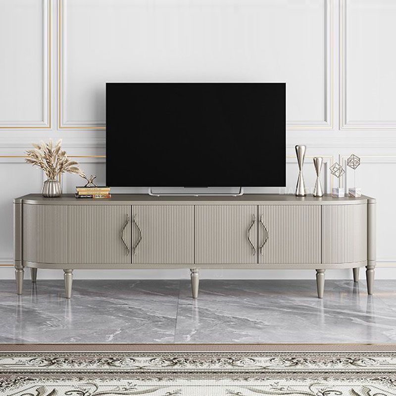 Glam Wood TV Media Stand con puertas, consola de soporte de televisión de almacenamiento cerrado