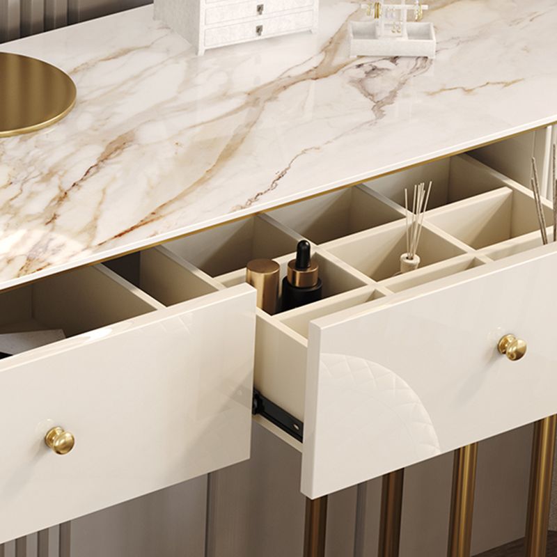 Glama -Waschtisch, 2 Aufbewahrungsschubladen mit gepolstertem Hocker in Beige