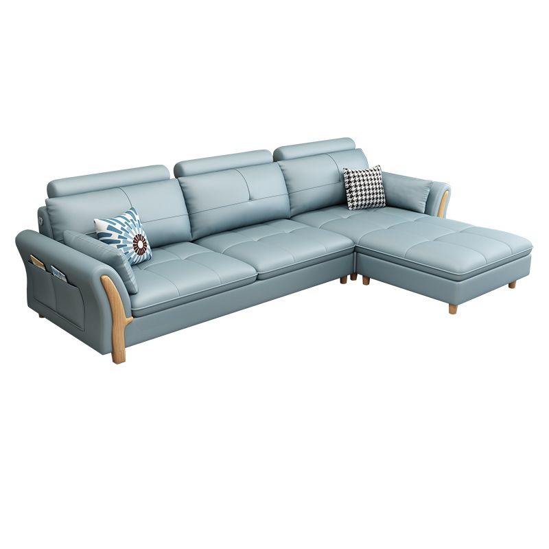 Flared Arm Sectional with Adjustable Headrest and Pocket Storage for Living Room Clearhalo 'furn' 'furn_sectionals' 'Furniture' 'Living Room Furniture' 'Sectionals' 1200x1200_c850bfcb-7e70-440f-a80b-decb5f8d4dd3
