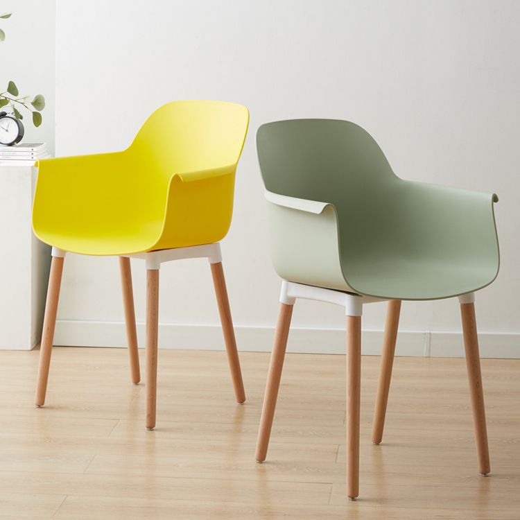 Scandinavian Dining Arm Chairs Plastic Armchairs with Wood Legs (Set of 4) Clearhalo ' kitchen&dining_furn' 'Dining Chairs' 'Dining Tables & Seating' 'dining_chair' 'Furniture' 'furniture_dining_chair' 'Kitchen & Dining Furniture' 'kitchen' 1200x1200_c850d8e6-4ef2-40a7-ab3f-7df20e8eed31