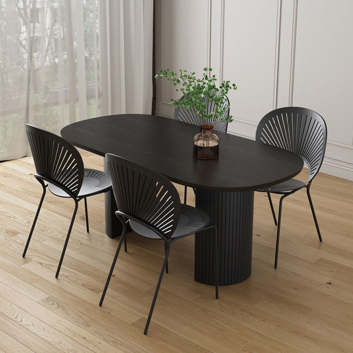 Rubberwood Solid Wood Base Table Contemporary Dining Table in White and Black Clearhalo 'Dining Tables & Seating' 'Dining Tables' 'dining_table' 'furn' 'furn_dining_table' 'Furniture' 'furniture_dining_table' 'Kitchen & Dining Furniture' 'kitchen' 'kitchen_dining_table' 1200x1200_c851b3d2-743f-42c3-8554-4d3fca0dd418