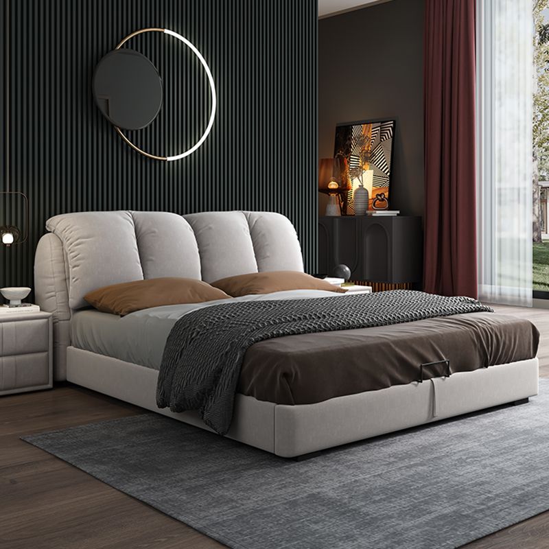 フェイクレザーの長方形のヘッドボード付きスカンジナビアの木製パネルベッド