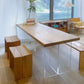 Rectangle Pine Wood Dining Table Modern Kitchen Table with Acrylic Double Pedestal Clearhalo 'Dining Tables & Seating' 'Dining Tables' 'dining_table' 'furn' 'furn_dining_table' 'Furniture' 'furniture_dining_table' 'Kitchen & Dining Furniture' 1200x1200_c8542e0d-266b-4db0-bc1c-8b1c48ca258d