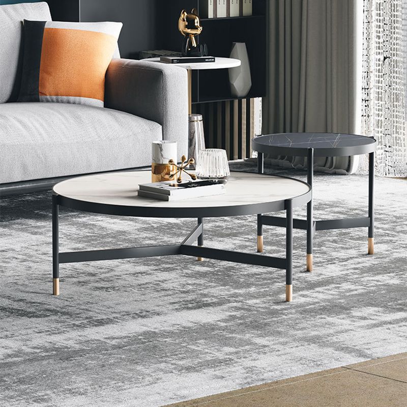 3 Legs 2 Piece Bunching Coffee Tables Minimalist Round Stone Cocktail Table Clearhalo 'Coffee & Accent Tables' 'Coffee Tables' 'coffee_tables' 'furn' 'furn_coffee_tables' 'Furniture' 'Living Room Furniture' 1200x1200_c857eab9-b7b0-4936-bef4-49801a1f9294