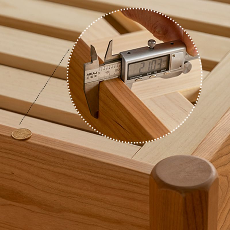 Contemporary Standard Bed Cherry Solid Color Bed Frame With Custom Gold Legs Clearhalo 'Bedroom Furniture' 'Beds' 'furn' 'furn_beds' 'Furniture' 1200x1200_c8582c9a-06c7-4b69-b2e9-1b39e6b04c85