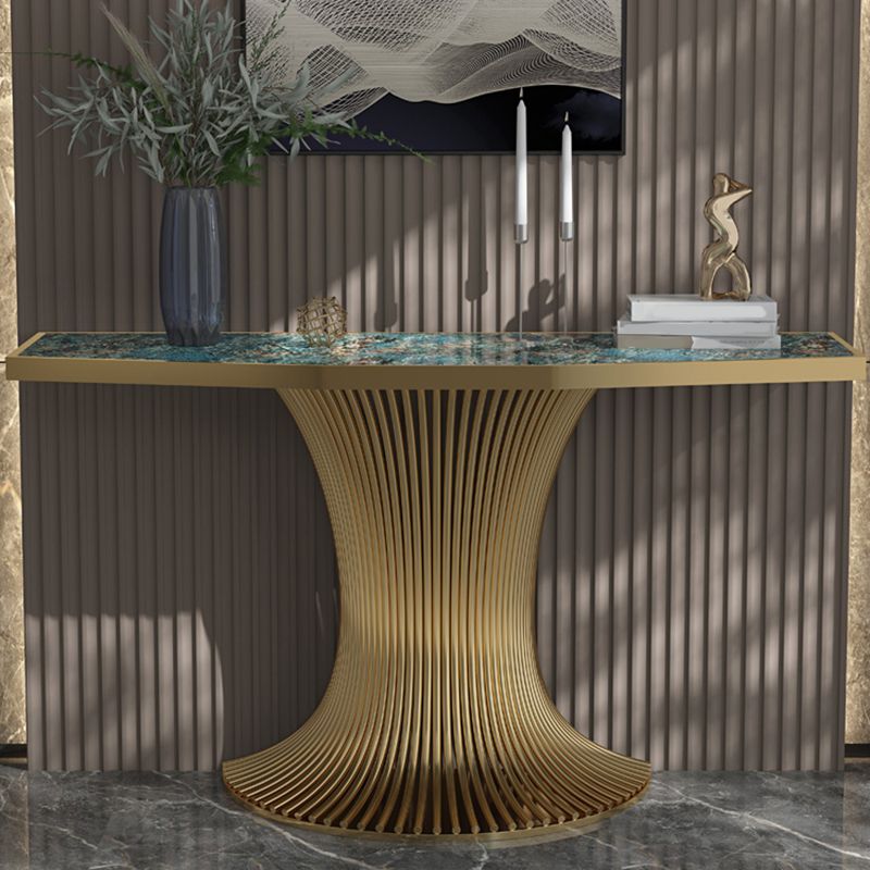 Glam Free Form Console Sofa Table with Stainless Steel Bracket for Hall