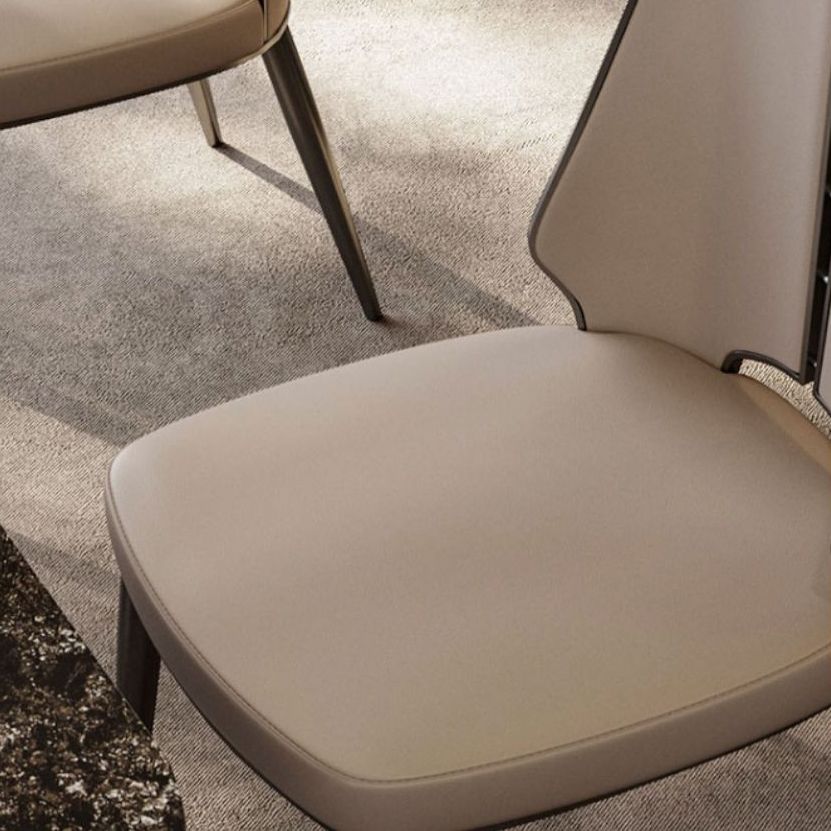 Glamstil Seitenstuhl Leder Metall Basis Esszimmer für Esszimmer