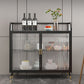 Metal and Glass Sideboard Modern Home Rectangular Side Board with Doors Clearhalo 'buffet_sideboard' 'Buffets & Sideboards' 'furn' 'furn_buffet_sideboard' 'Furniture' 'Kitchen & Dining Furniture' 1200x1200_c85d122d-45fe-4113-9403-b8a778159c21