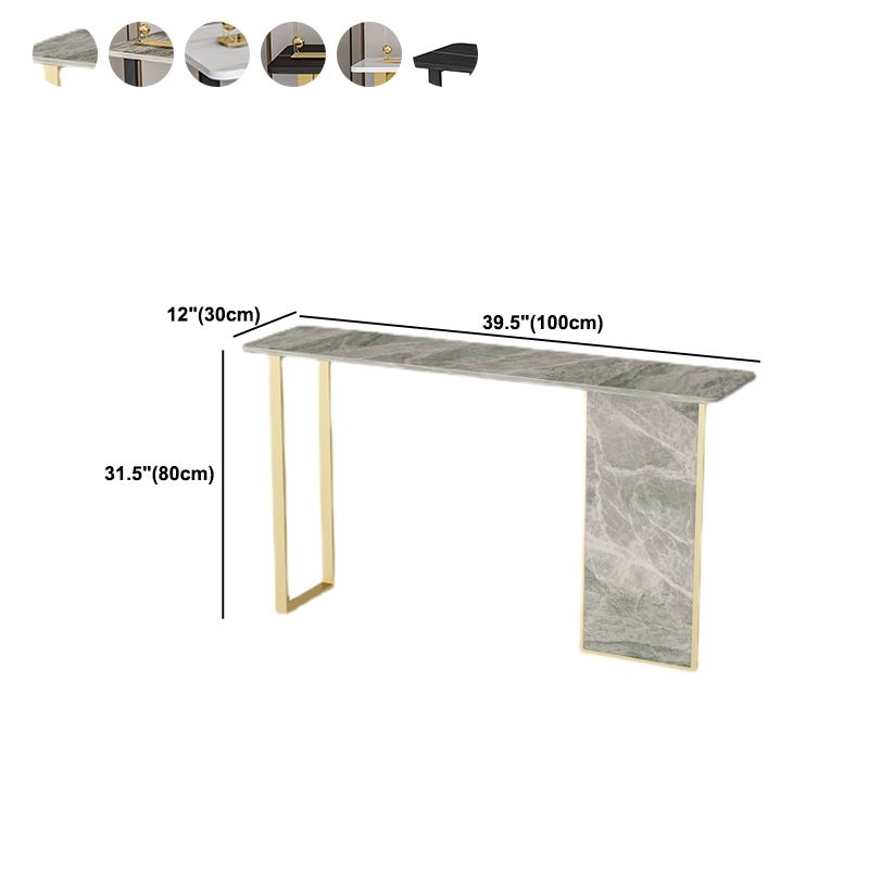 Tavolo di accento di base di ferro con top di pietra rettangolo per console Hall