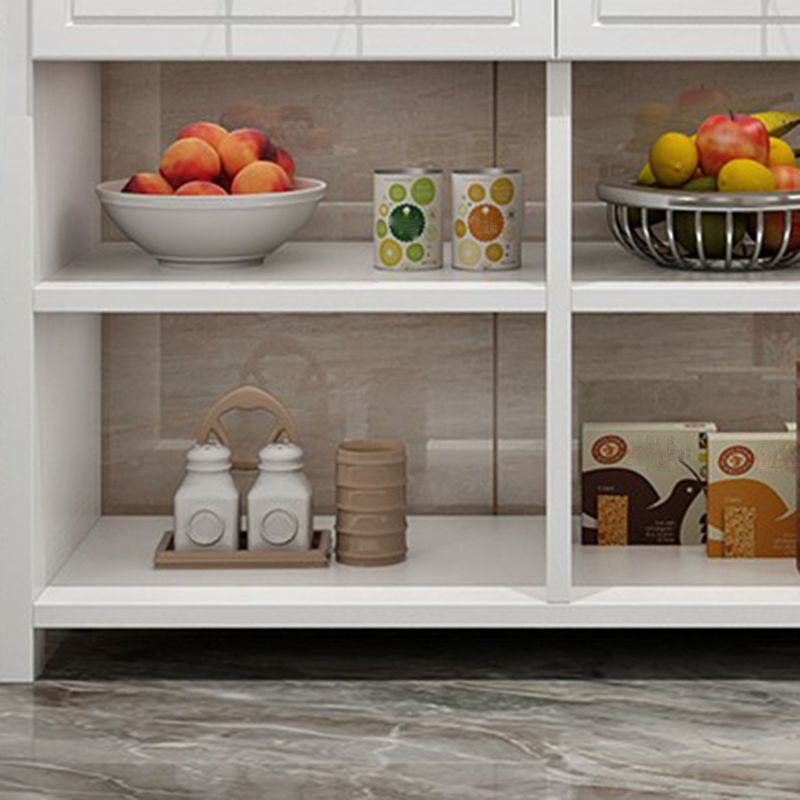 Table îlot de cuisine en bois de pin mat avec rangement ouvert pour salle à manger