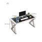 Glam Glass-Top Computer Desk Cable Management Dormitory Gaming Desk