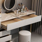 Vanity per trucco a specchio in ardesia glam impostato in grigio con 5 cassetti
