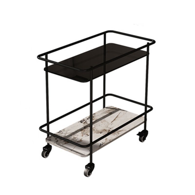 Tavolo di fascia alta in vetro rettangolare contemporaneo con scaffale ardesia