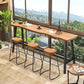1/4 Pieces Industrial Iron Bar Table Set Rectangle Pine Wood Bistro Set with Footrest Clearhalo 'Bar Furniture' 'furn' 'furn_home_bar_bar_sets' 'Furniture' 'Home Bars & Bar Sets' 'home_bar_bar_sets' 'Kitchen & Dining Furniture' 1200x1200_c8629697-645e-480f-9aef-8b1cc0f4e9fe