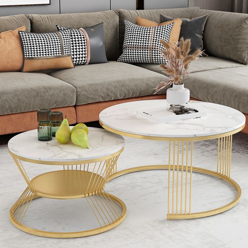 Slate Coffee Table Round Nesting Coffee Table Set for Living Room Clearhalo 'Coffee & Accent Tables' 'Coffee Tables' 'coffee_tables' 'furn' 'furn_coffee_tables' 'Furniture' 'Living Room Furniture' 1200x1200_c8629746-e03a-4b4a-930c-673995bbf8c4