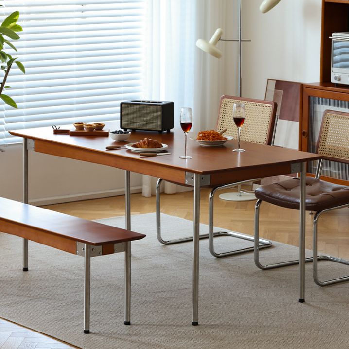 Modern Rectangle Dining Table with Stainless Steel Leg for Living Room Clearhalo 'Dining Tables & Seating' 'Dining Tables' 'dining_table' 'furn' 'furn_dining_table' 'Furniture' 'Kitchen & Dining Furniture' 1200x1200_c8642daa-d024-4635-9140-9bdedeb35f21