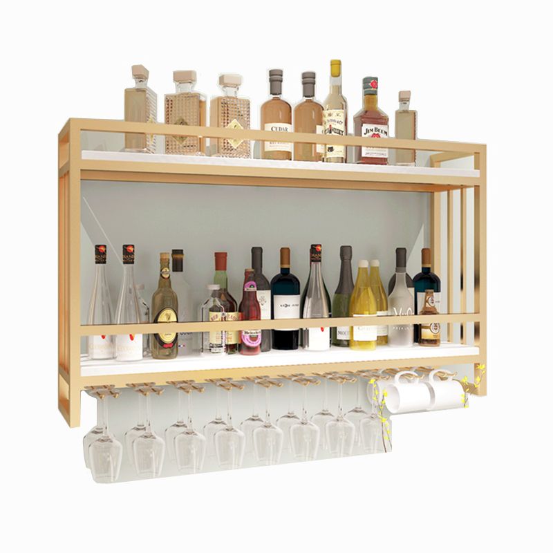 Modern Wall Mounted Wine Racks Metal Wine Jail With Glass Holder & Storage Shelf Clearhalo 'furn' 'furn_wine_racks' 'Furniture' 'Kitchen & Dining Furniture' 'Wine Racks' 'wine_racks' 1200x1200_c865e789-cc9b-4639-9a7c-3082cb82ce04