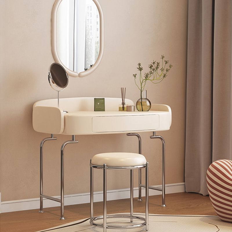 Vanity di trucco in legno massello scandinavo in stile glam bianco per camera da letto