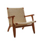 Scandinavian 28.74"Wide Solid Wood Woven Back Arm Chair for Living Room