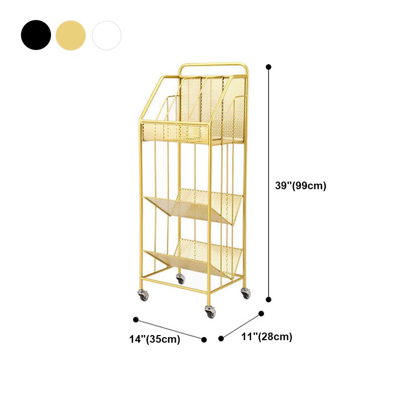 3-Shelf Metal Geometric Bookshelf Contemporary Closed Back Book Shelf,39" H x 11" W Clearhalo 'Bookcases' 'furn' 'furn_bookcases' 'Furniture' 'furniture_bookcases' 'Office Furniture' 1200x1200_c868d2b7-7f34-4591-b0ab-875d3ebccb4f