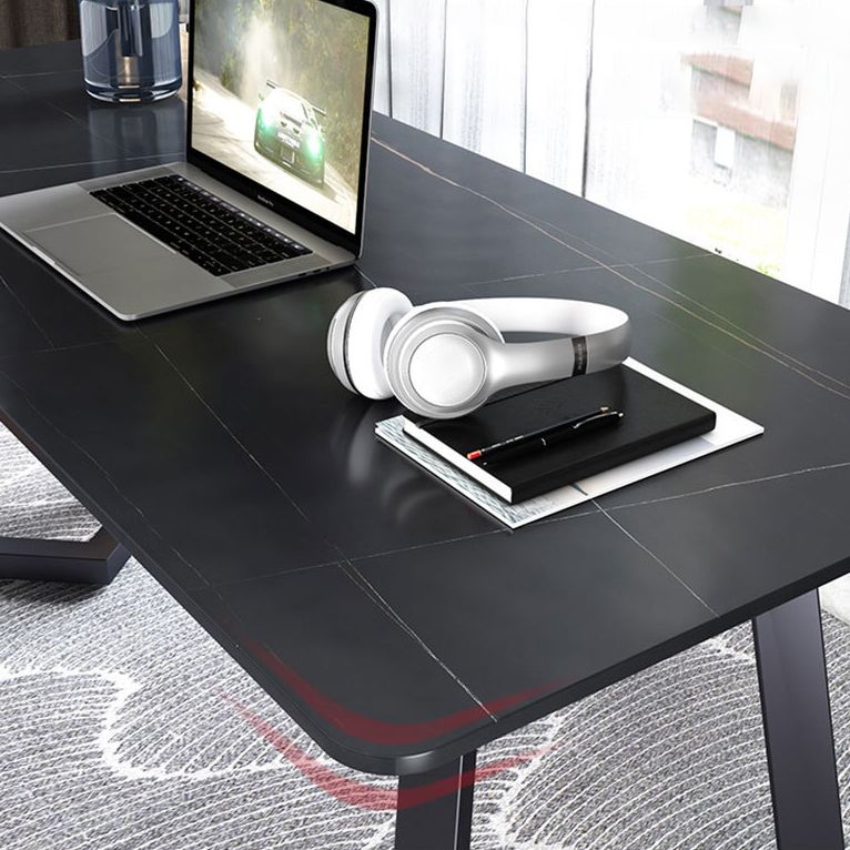 Black Office Desk Contemporary Style Writing Desk for Office and Home