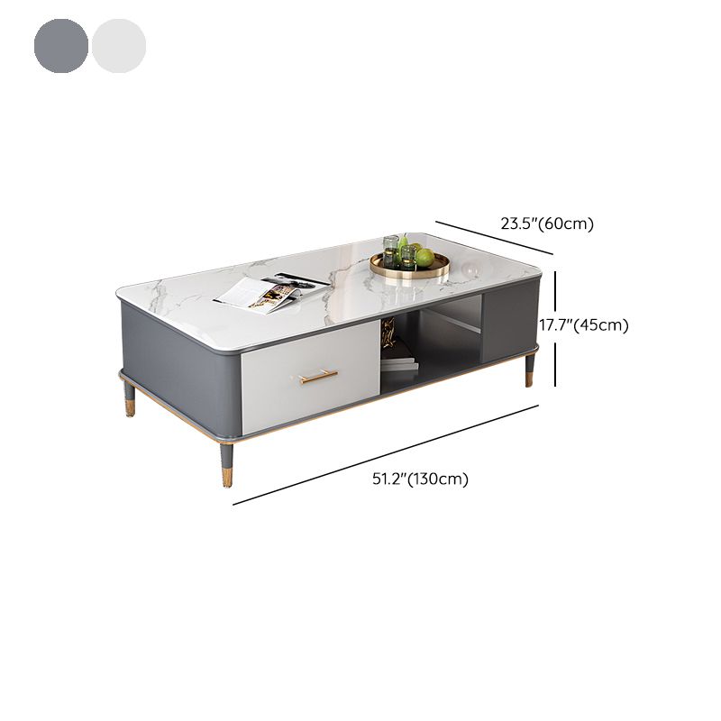 Mesa de centro Glam de 17" de alto, mesa de cóctel rectangular con cajón