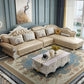 Tufted Scroll Arm Chesterfield Sofa and Chaise Genuine Leather Sofa with Pillows Clearhalo 'furn' 'furn_sectionals' 'Furniture' 'Living Room Furniture' 'Sectionals' 1200x1200_c86c6c62-78db-4d0c-9a66-319f677eaec1