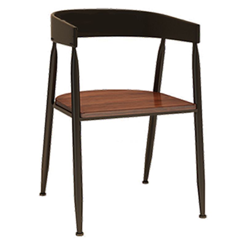 Contemporary Kitchen Dining Armchair Metal Side Dining Chairs in Black