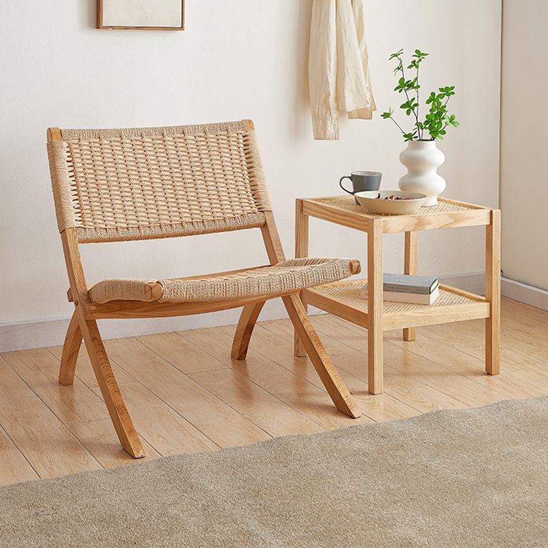 Solid Wood Chair Woven Back Lounge Accent Chair for Living Room Clearhalo 'Accent Chairs' 'accent_chairs' 'Chairs & Seating' 'furn' 'furn_accent_chairs' 'Furniture' 'Living Room Furniture' 1200x1200_c8717405-e72c-4c1b-89b0-e5038c3c5ec2
