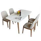 Contemporary Modern Rectangle Stone Table 4 Legs Home Kitchen Dinner Table Clearhalo ' dining_table' 'Dining Tables & Seating' 'Dining Tables' 'furn' 'furn_dining_table' 'Furniture' 'furniture_dining_table' 'Kitchen & Dining Furniture' 'kitchen&dining_furn' 'kitchen' 'kitchen_dining_table' 1200x1200_c871ad16-42d9-4295-9fcf-72b0c730717c