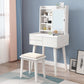 Solid Wood Vanity Table Set 3-Drawer Makeup Vanity Table with Mirror and Stool Clearhalo 'Bedroom Furniture' 'furn' 'furn_makeup_vanities' 'Furniture' 'Makeup Vanities' 'makeup_vanities' 1200x1200_c872ab80-8b40-441f-ab02-540f4f11464a