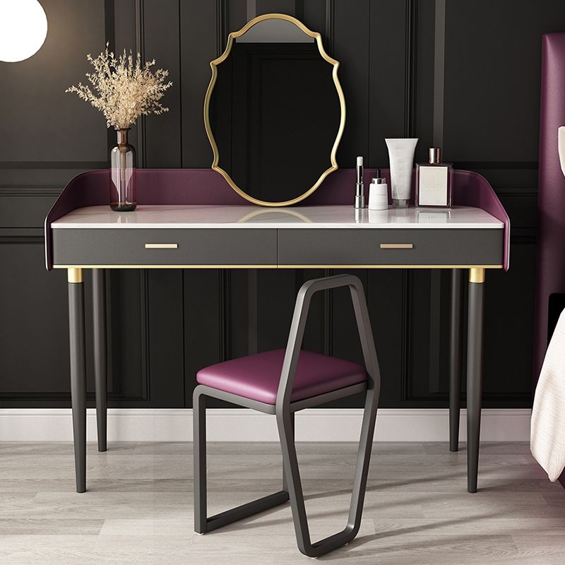 Solid Wood Vanity Luxurious Stone Top Dressing Table in Purple Clearhalo 'Bedroom Furniture' 'furn' 'furn_makeup_vanities' 'Furniture' 'Makeup Vanities' 'makeup_vanities' 1200x1200_c875510b-b590-459e-8b23-846e895cbf4a