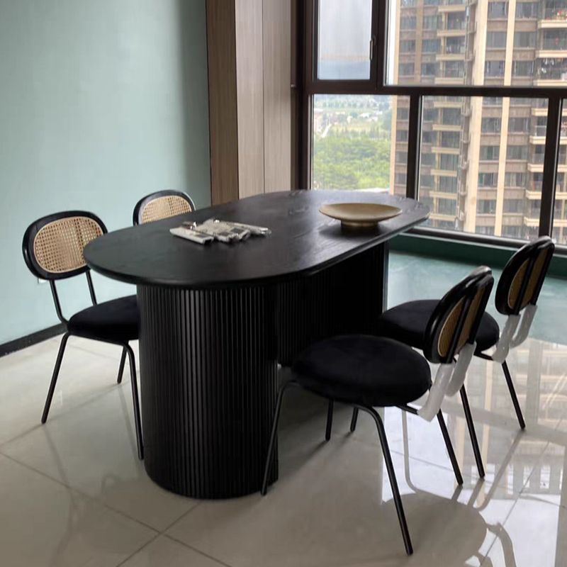 Oval Dining Table for Restaurant Contemporary Kitchen Table with Black Double Pedestal Clearhalo ' dining_table' 'Dining Tables & Seating' 'Dining Tables' 'furn' 'furn_dining_table' 'Furniture' 'furniture_dining_table' 'Kitchen & Dining Furniture' 'kitchen&dining_furn' 'kitchen' 'kitchen_dining_table' 1200x1200_c875af56-fdd7-43e4-946d-71f355eab259