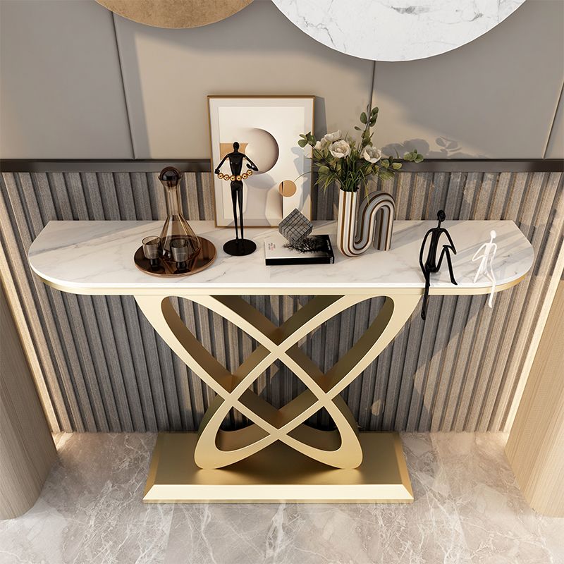 Pedestal Glam Slate Rectangle Scratch Resistant Console Table Clearhalo 'Console Tables' 'console_tables' 'Entry & Mudroom Furniture' 'furn' 'furn_console_tables' 'Furniture' 1200x1200_c875dafe-c0de-4a26-a4e6-f498e089c91d