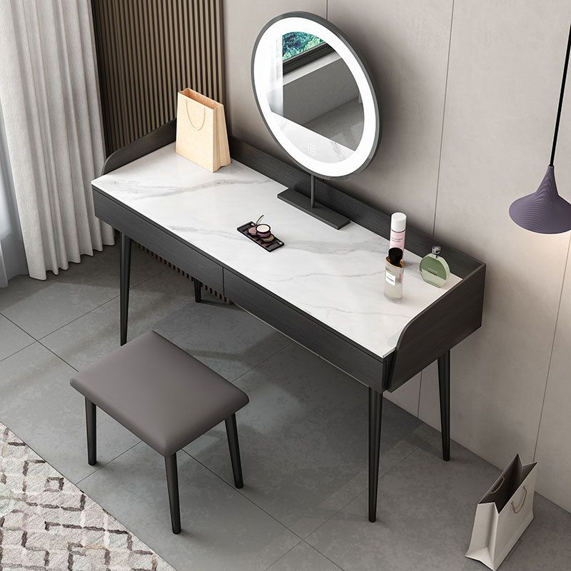 Table de maquillage noir avec 2 tiroirs de 17,7 "tables de vanité en bois de large