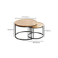 Vast houten frame industrieel natuurlijke ronde 2 nestelende salontafel set