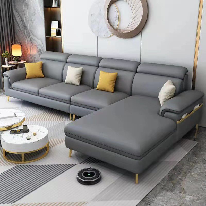 Latex Upholstery Sectional Filled Built-in Armrest with Pillow Back Sofa Clearhalo 'furn' 'furn_sectionals' 'Furniture' 'Living Room Furniture' 'Sectionals' 1200x1200_c87832a3-59b0-49e1-99e2-fc2488da6a05