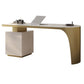 Glam Office Desk Peninsula Schreibtisch mit Chrommetallbasis