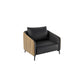 Standard Black Sofa Faux Leather Contemporary Sofa with Pillow for Living Room