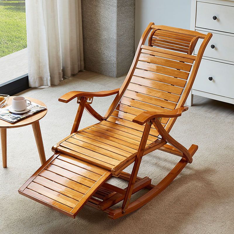 Chaise à bascule moderne Bamboo Rocker avec coussins amovibles
