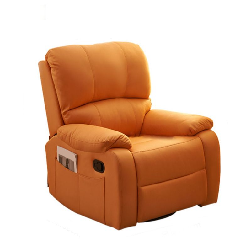 Modern Faux Leather Recliner 33.5" W Swivel Recliner Chair with Side Pockets
