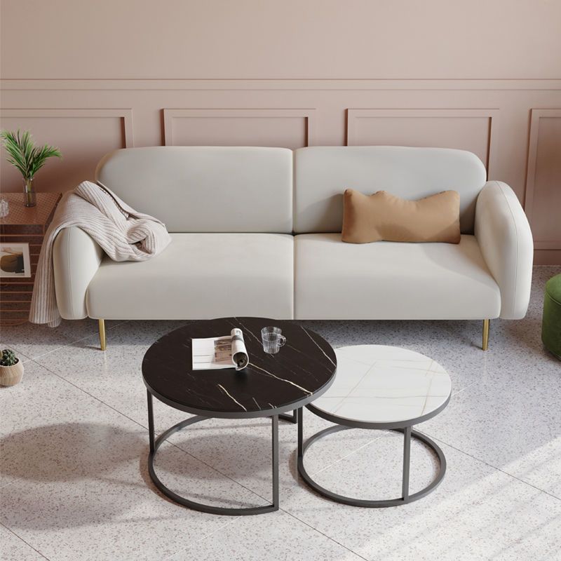 White/grey/green/pink Sofa with Pillow Back Latex/sponge Padded Fabric Clearhalo 'furn' 'furn_sofas' 'Furniture' 'furniture_sofas' 'kitchen' 'kitchen_sofas' 'Living Room Furniture' 'Sofa' 'sofas' 1200x1200_c8803057-eeca-49eb-82e3-6c436b5a7f4c