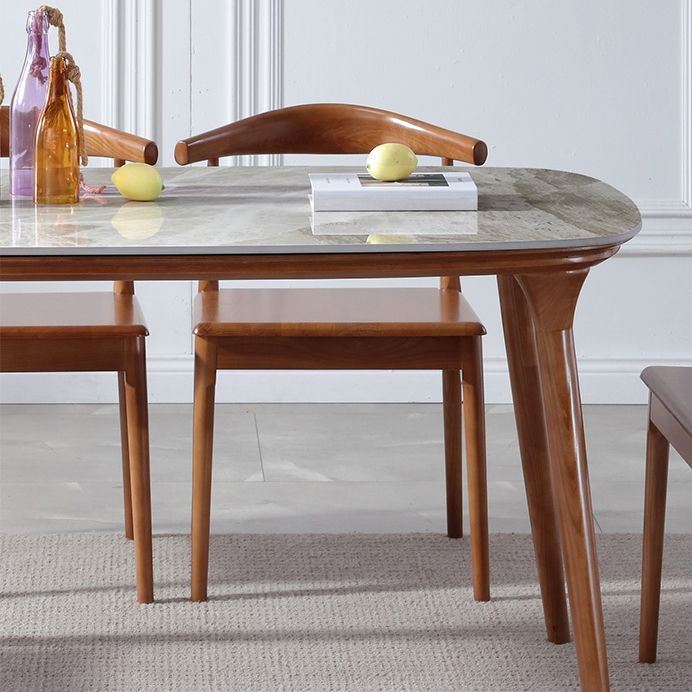 Mid-Century Modern Rectangle Table Sintered Stone Table with 4 Legs Wood Base Clearhalo ' dining_table' 'Dining Tables & Seating' 'Dining Tables' 'furn' 'furn_dining_table' 'Furniture' 'furniture_dining_table' 'Kitchen & Dining Furniture' 'kitchen&dining_furn' 'kitchen' 'kitchen_dining_table' 1200x1200_c8825664-f5fb-415c-b802-22e980228239