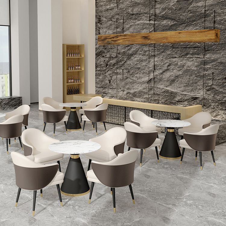 Simplicity Style Sintered Stone Dining Table Single Pedestal Base Round Table for Home Clearhalo ' dining_table' 'Dining Tables & Seating' 'Dining Tables' 'furn' 'furn_dining_table' 'Furniture' 'furniture_dining_table' 'Kitchen & Dining Furniture' 'kitchen&dining_furn' 'kitchen' 'kitchen_dining_table' 1200x1200_c882c805-a546-4b8c-8993-46ce8bd178a5